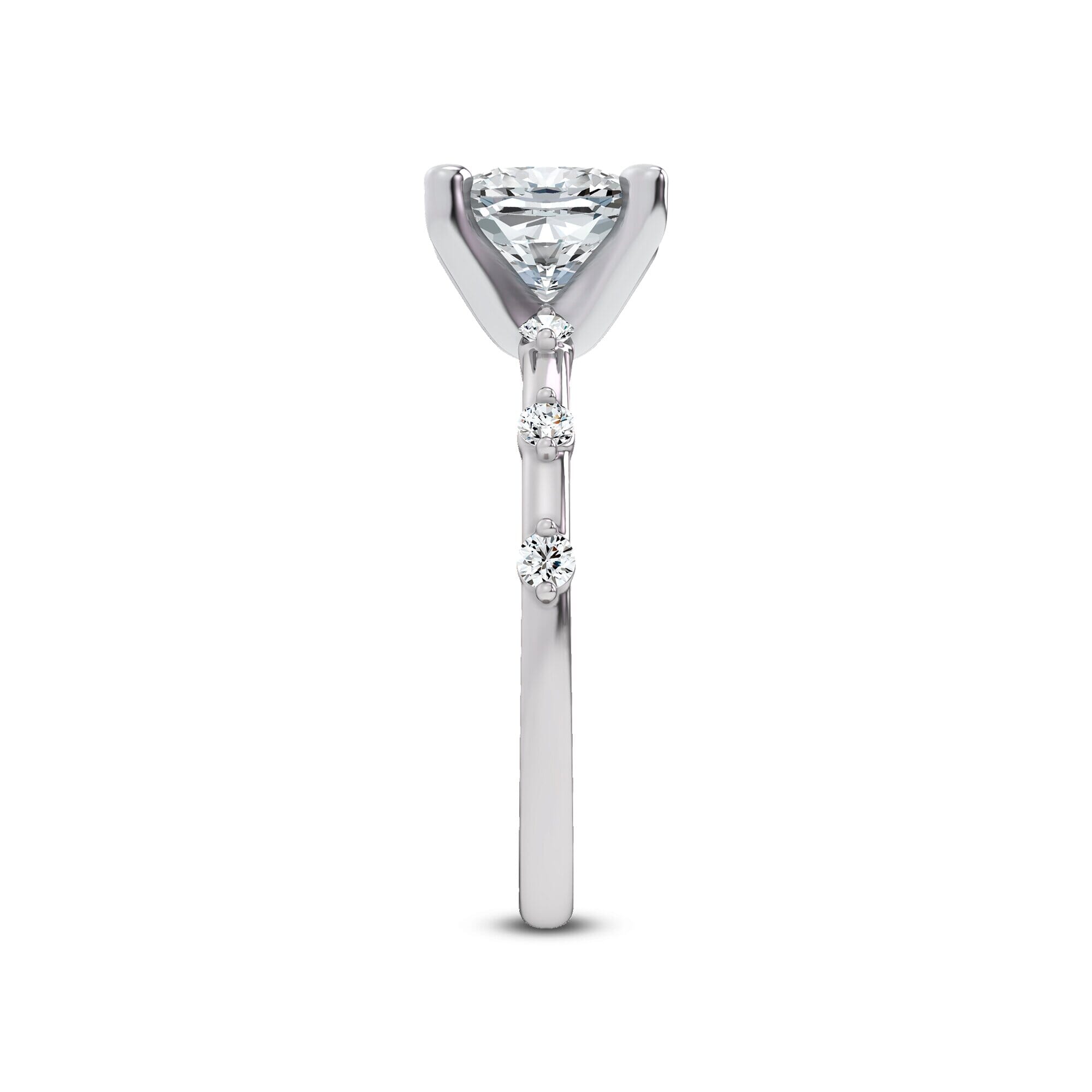 Starlight Spaced Diamond Engagement Cushion Ring