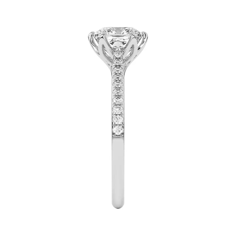 Tulip Inspired 6 Prong Cushion Engagement Ring