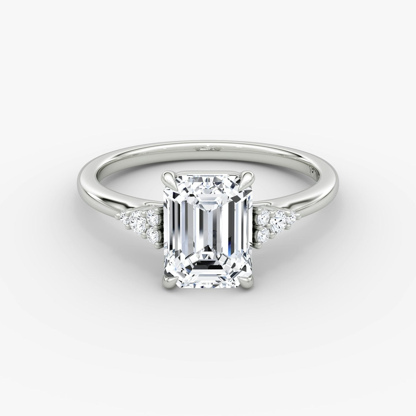 The Side Cluster Cathedral Emerald Engagement Ring