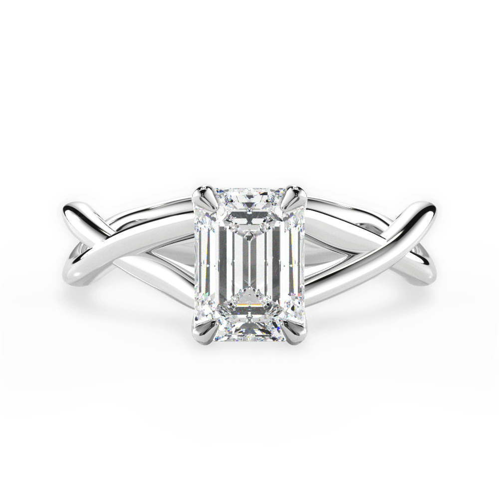 Emerald Cut Open-Twist Solitaire Engagement Ring