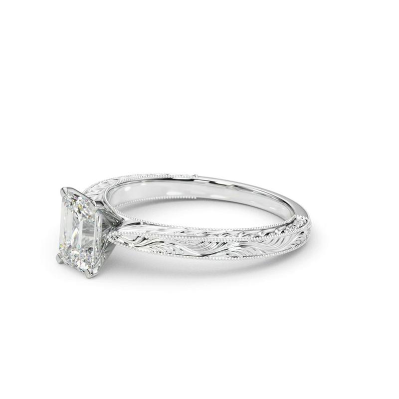 Vintage-Inspired Solitaire Engagement Emerald Ring
