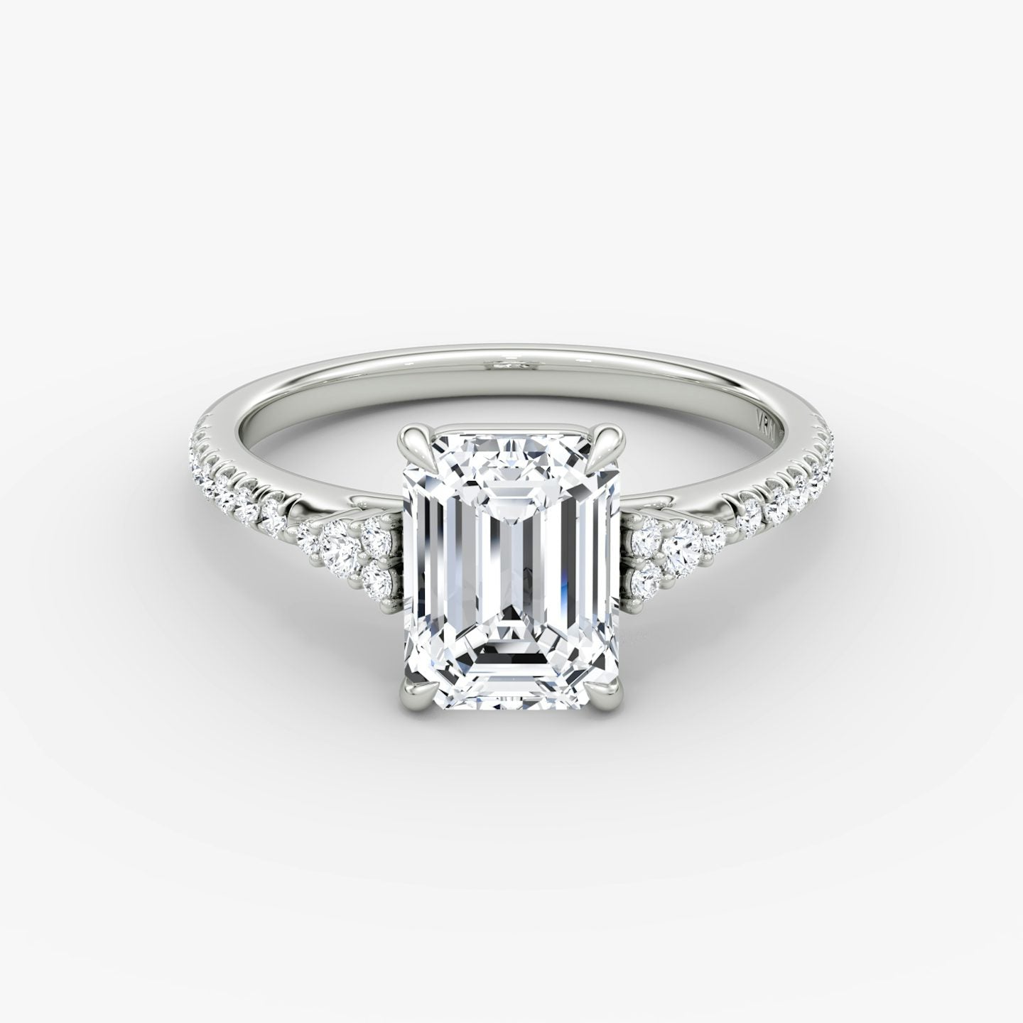 The Side Cluster Cathedral Emerald Engagement Ring