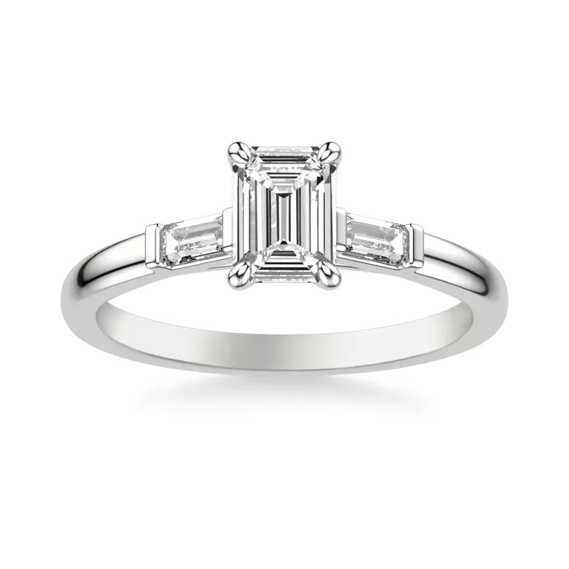 Classic 3-Stone Engagement Emerald Ring