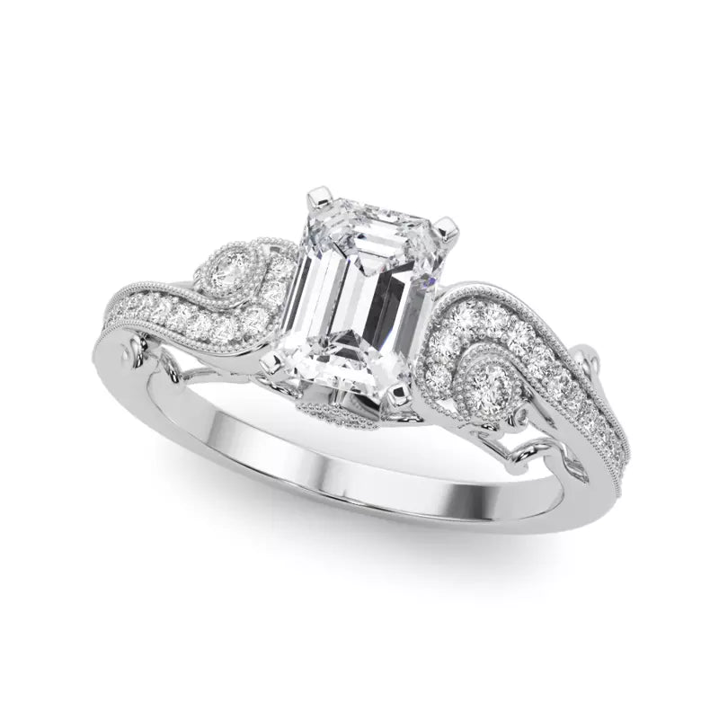 Vintage Inspired Emerald Engagement Ring
