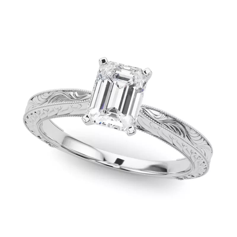 Vintage-Inspired Solitaire Engagement Emerald Ring