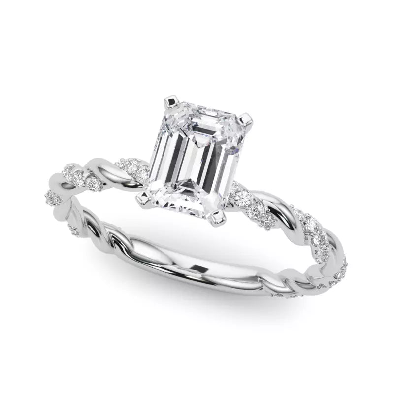 lab Diamond Emerald Twist Engagement Ring