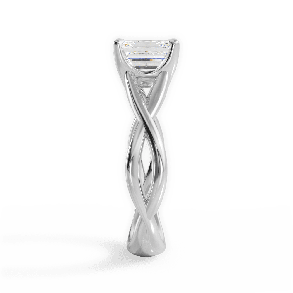 Emerald Cut Open-Twist Solitaire Engagement Ring