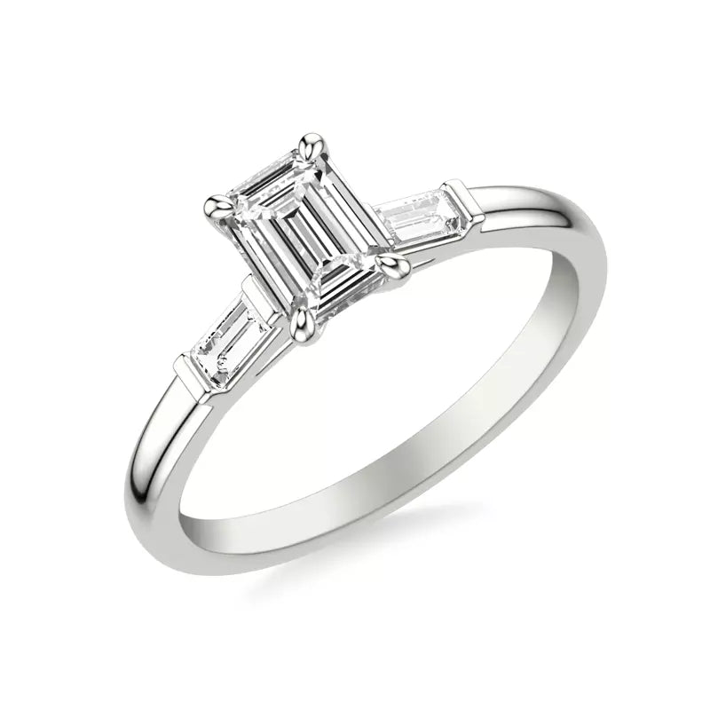 Classic 3-Stone Engagement Emerald Ring
