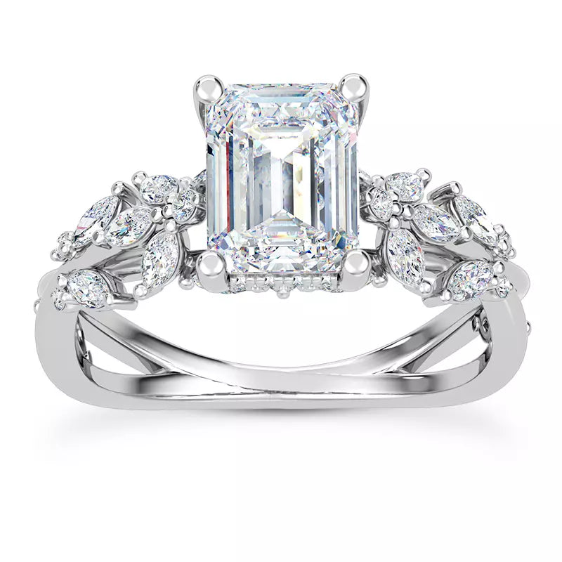 Butterfly And Bee Vine Twist Emerald Engagement Ring