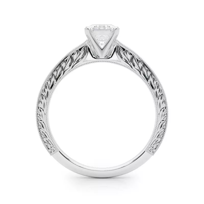 Vintage-Inspired Solitaire Engagement Emerald Ring