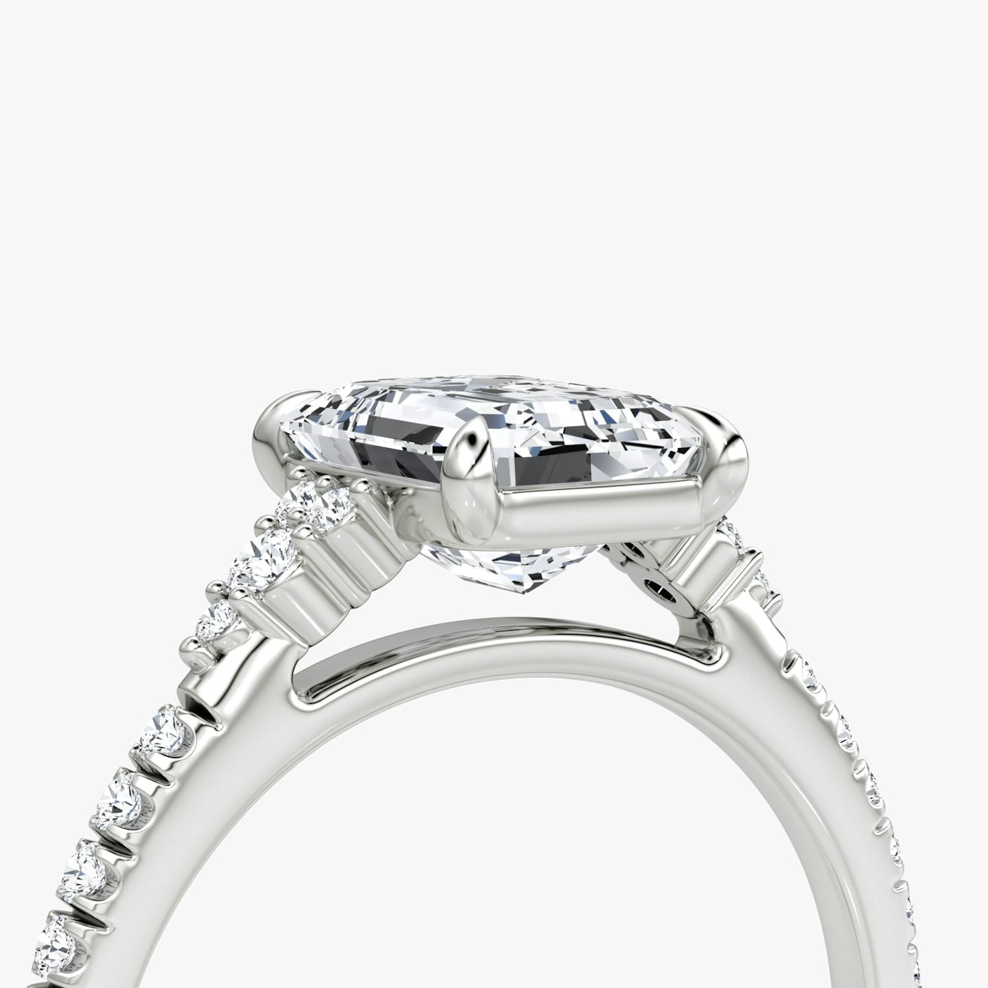 The Side Cluster Cathedral Emerald Engagement Ring