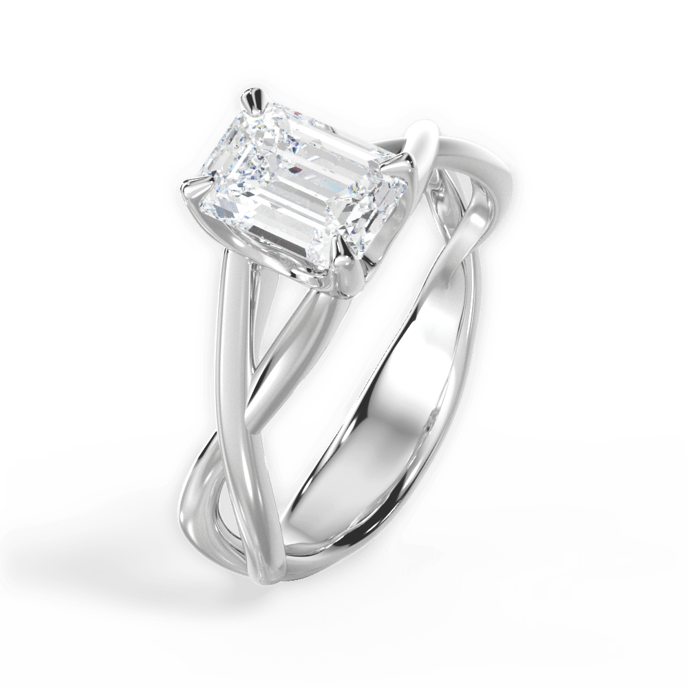 Emerald Cut Open-Twist Solitaire Engagement Ring