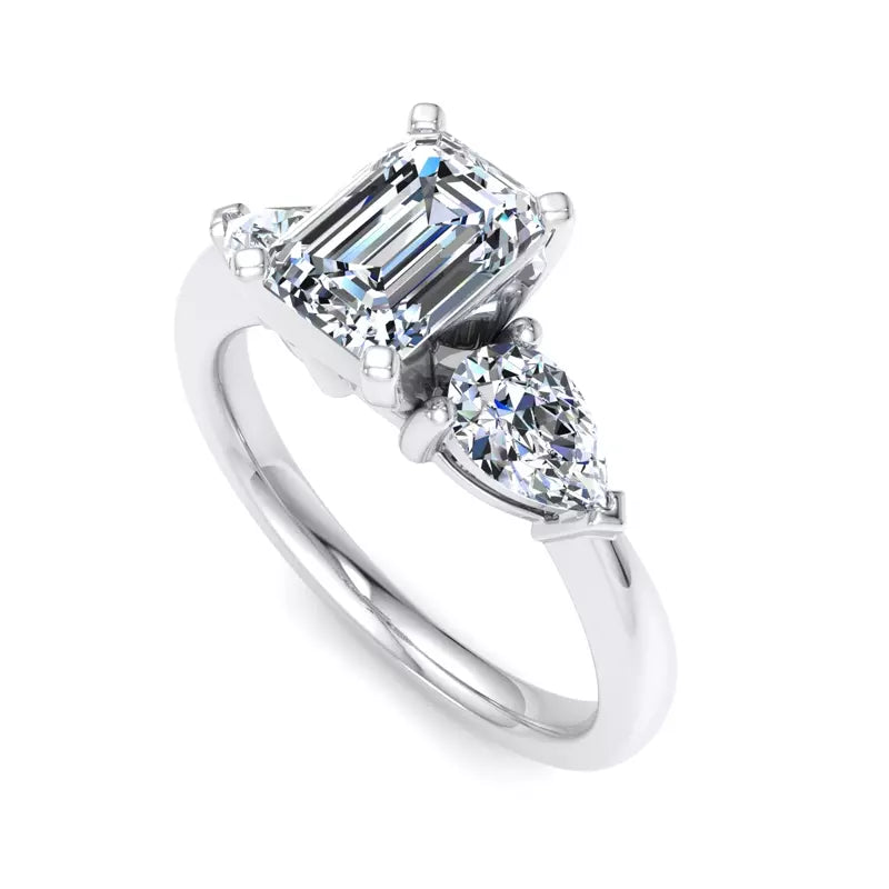 Three-Stone Lab Emerald Engagement Ring