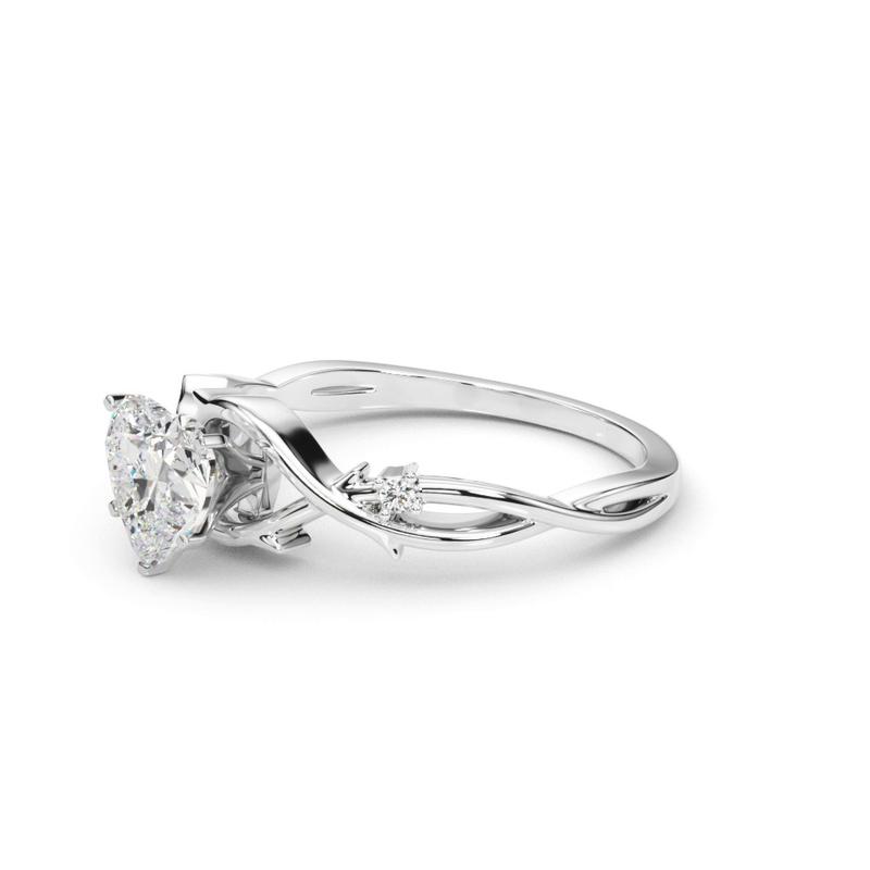 Nature Inspired Heart Engagement Ring