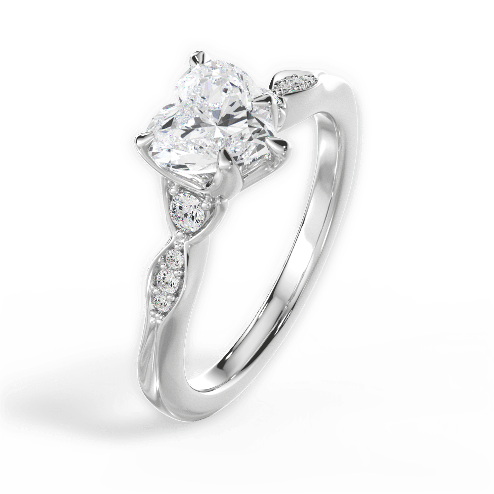 Heart Cut Vintage Diamond Accent Engagement Ring