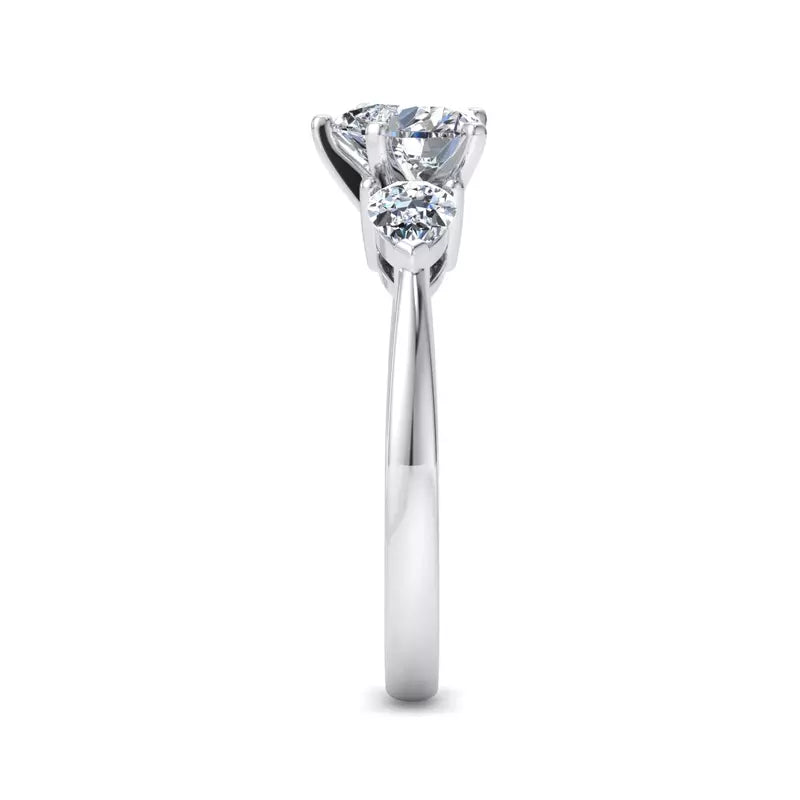 Three-Stone Lab Heart Engagement Ring