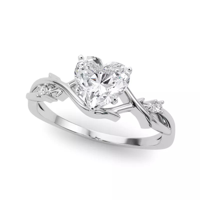 Nature Inspired Heart Engagement Ring