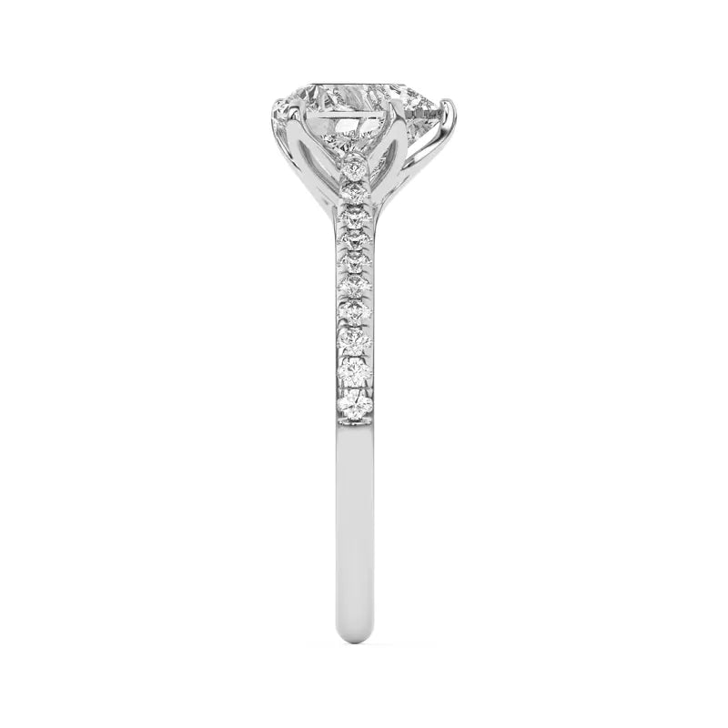 Tulip Inspired 6 Prong Heart Engagement Ring