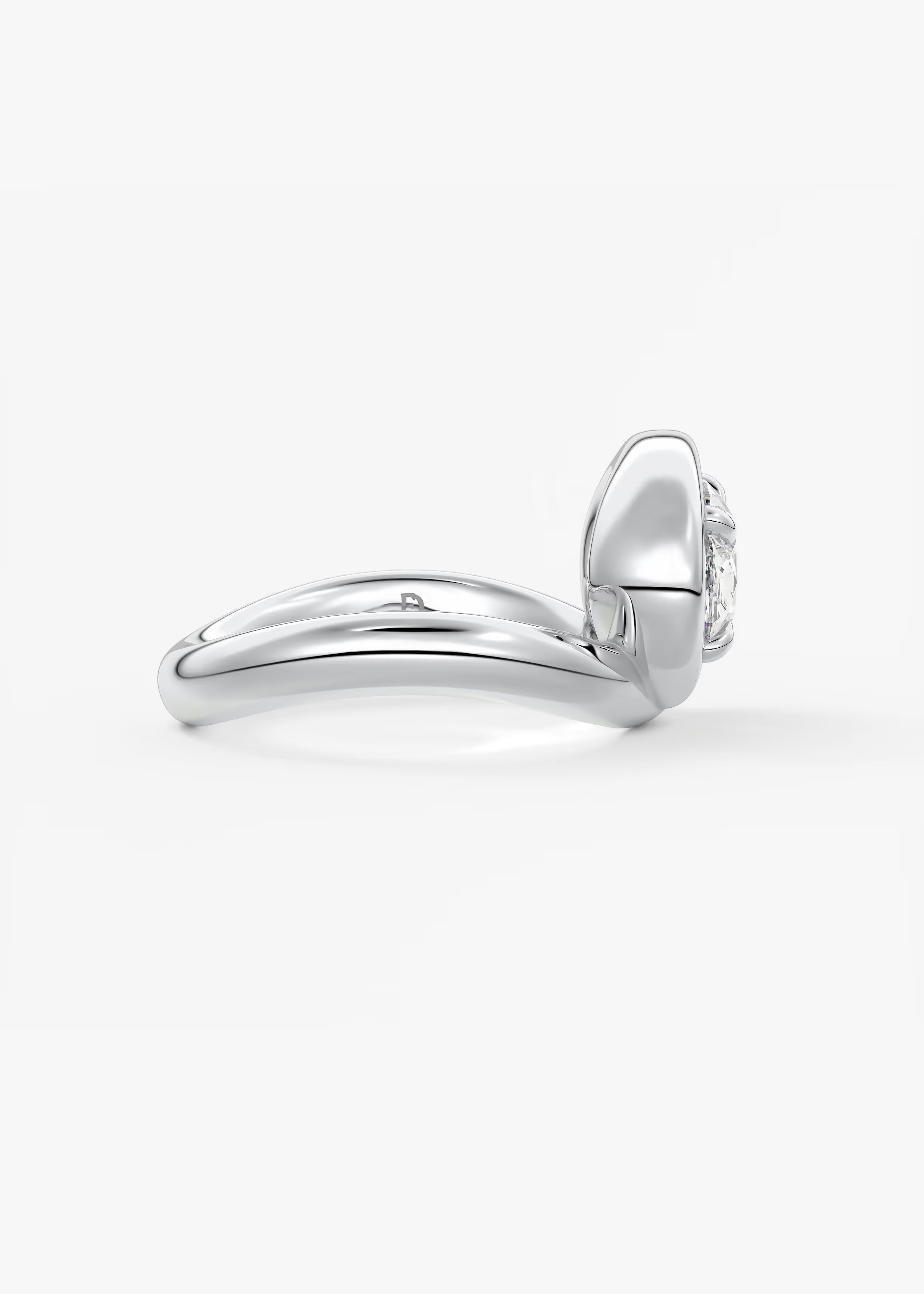 Chunky Oval Cut Collet Engagement Ring