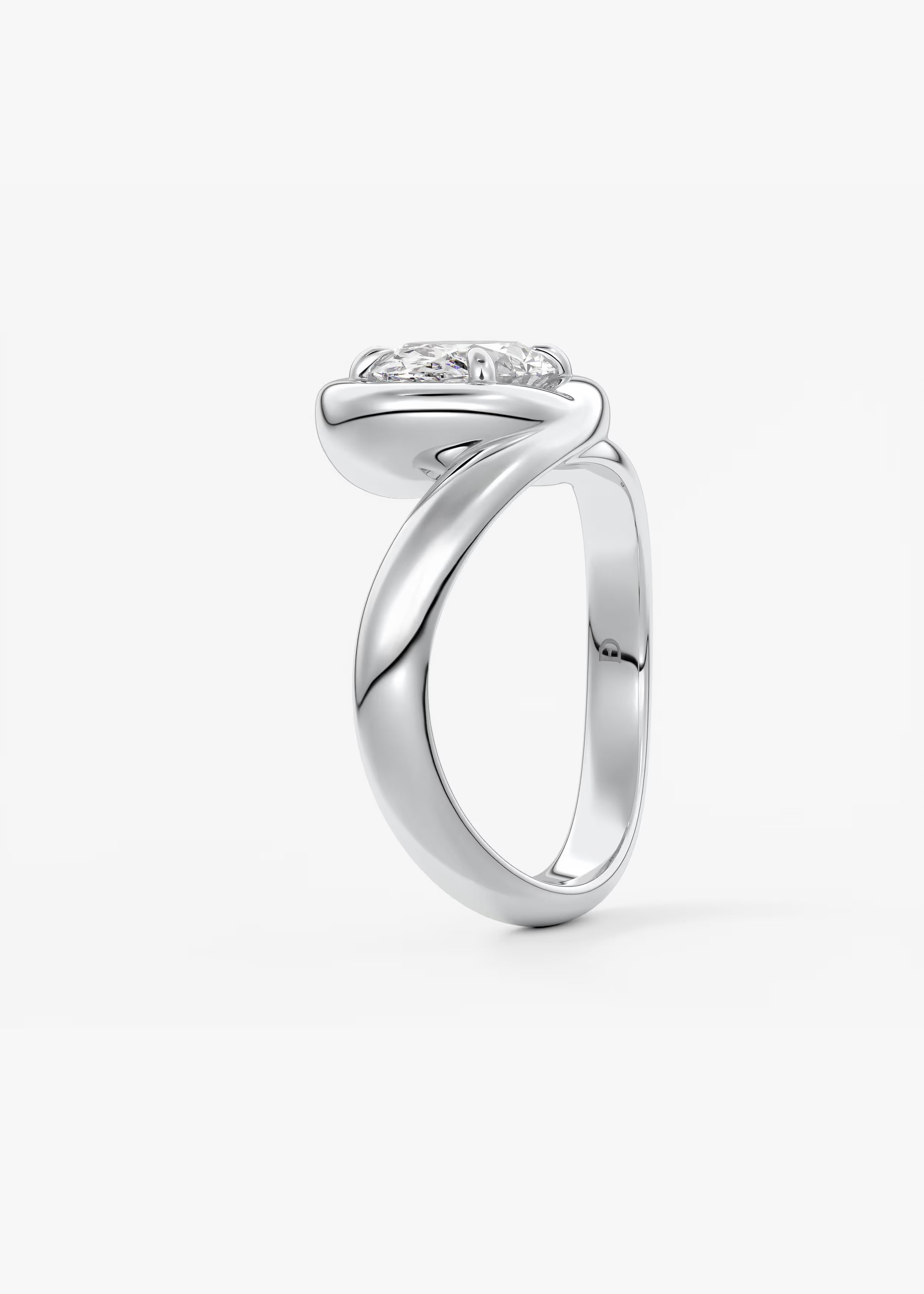 Chunky Oval Cut Collet Engagement Ring