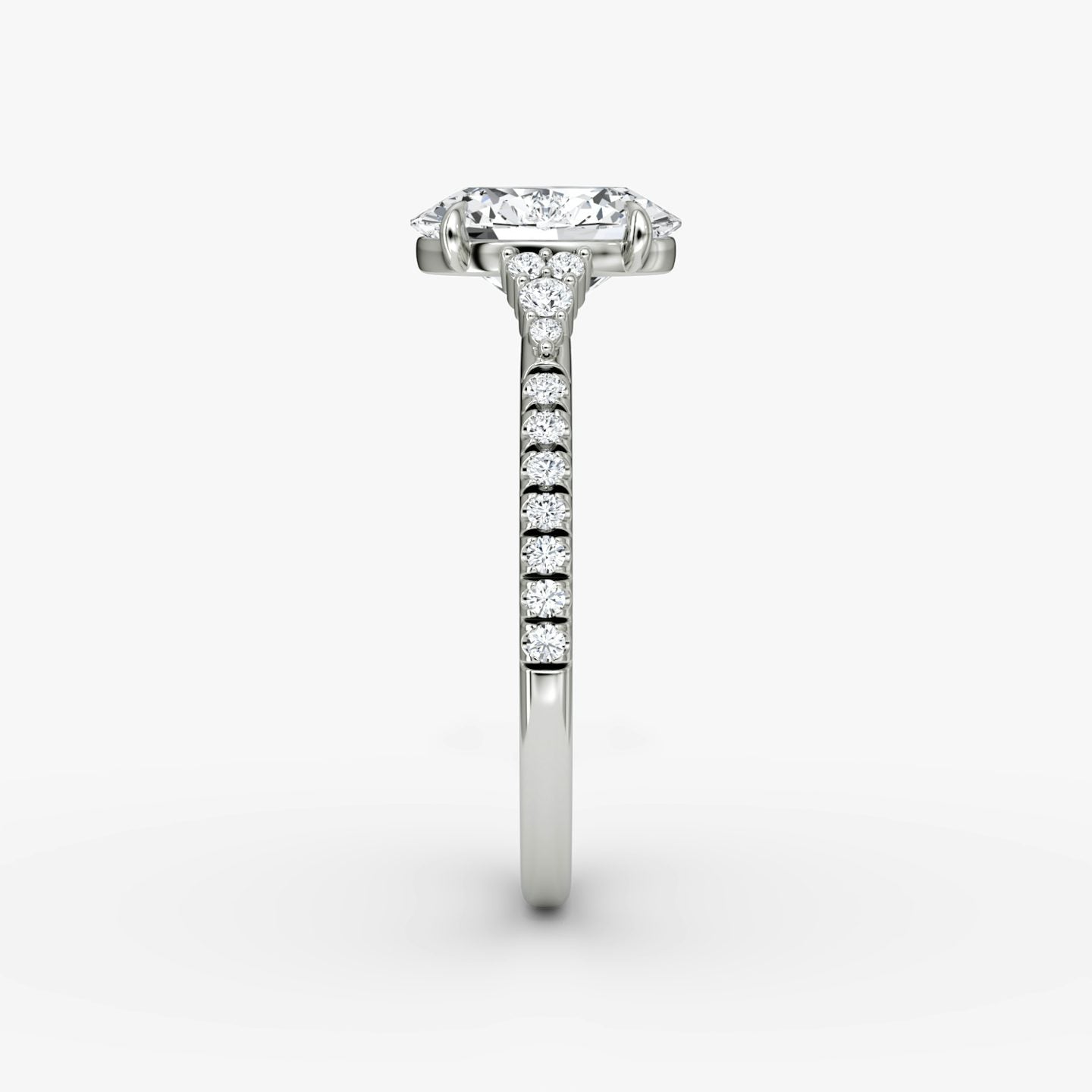 The Side Cluster Cathedral Oval Engagement Ring