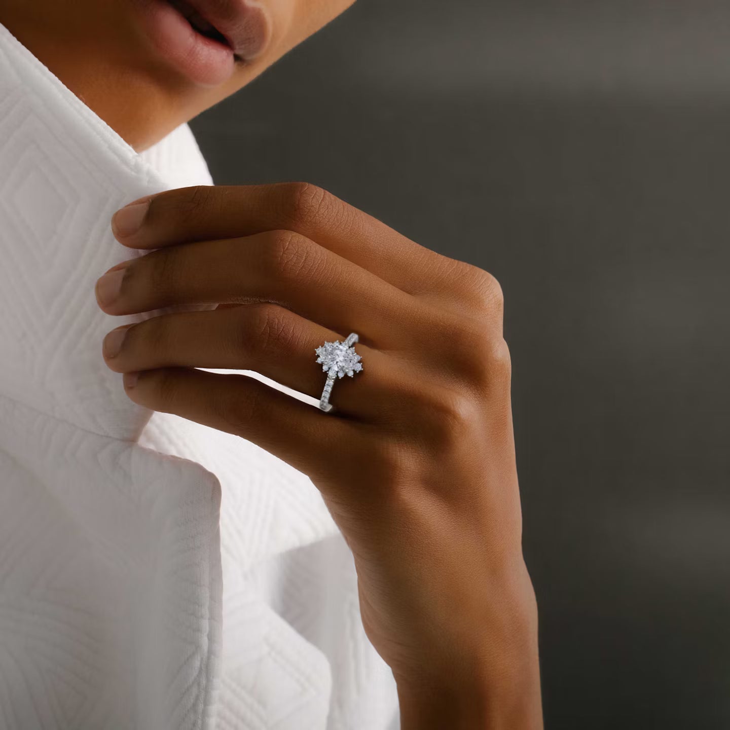 The Aurora Halo Oval Engagement Ring