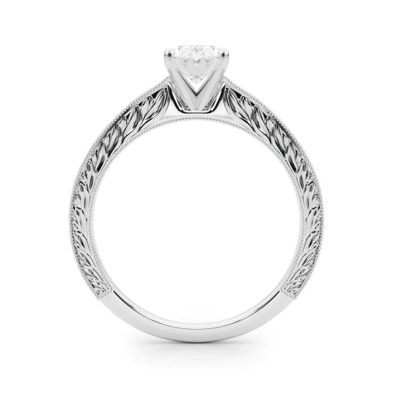 Vintage-Inspired Solitaire Engagement Oval Ring
