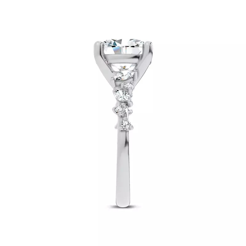 Scattered Diamond Oval Engagement Ring