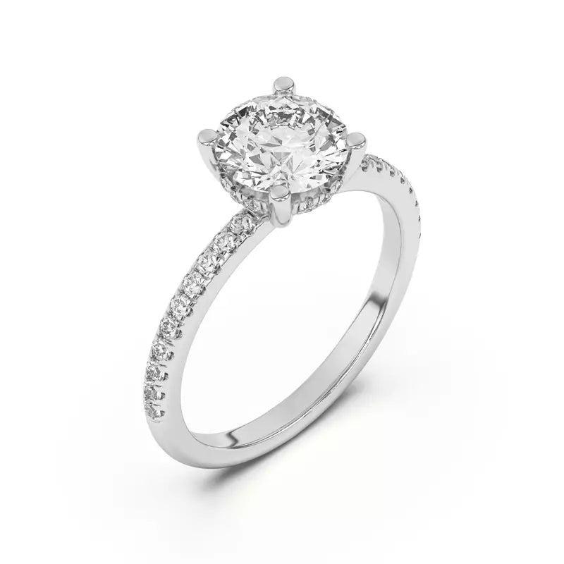 Classic Hidden Halo Pavé Oval Engagement Ring