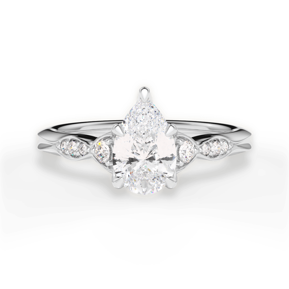 Pear Cut Vintage Diamond Accent Engagement Ring