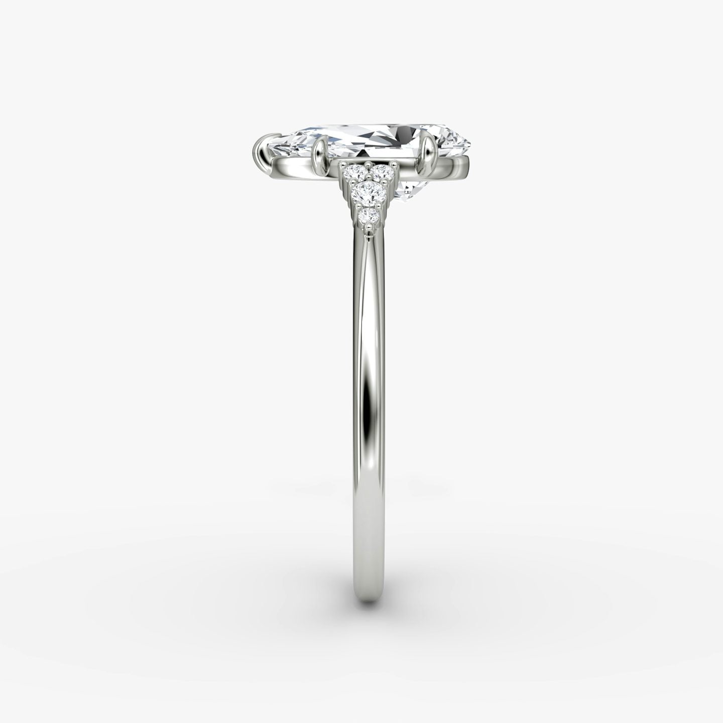 The Side Cluster Cathedral Pear Engagement Ring