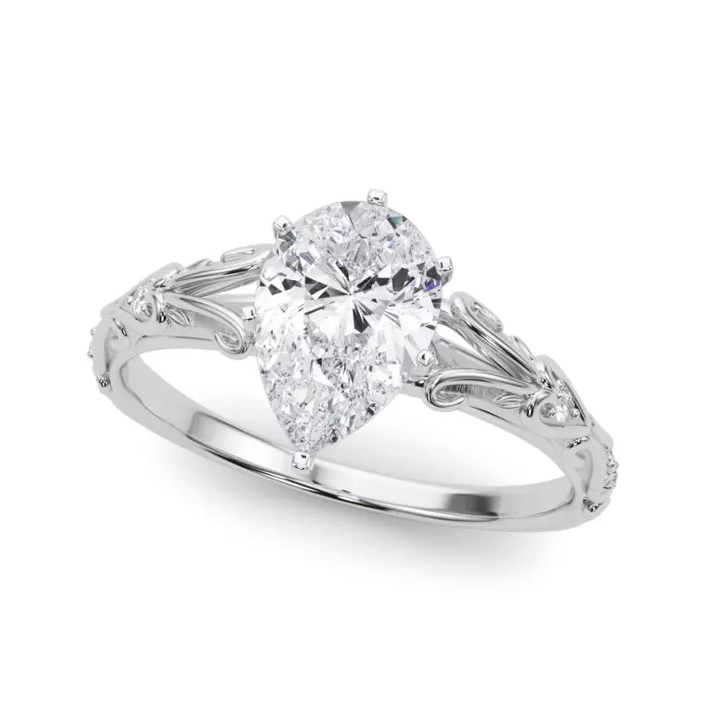 Vintage Inspired Pear Engagement Ring