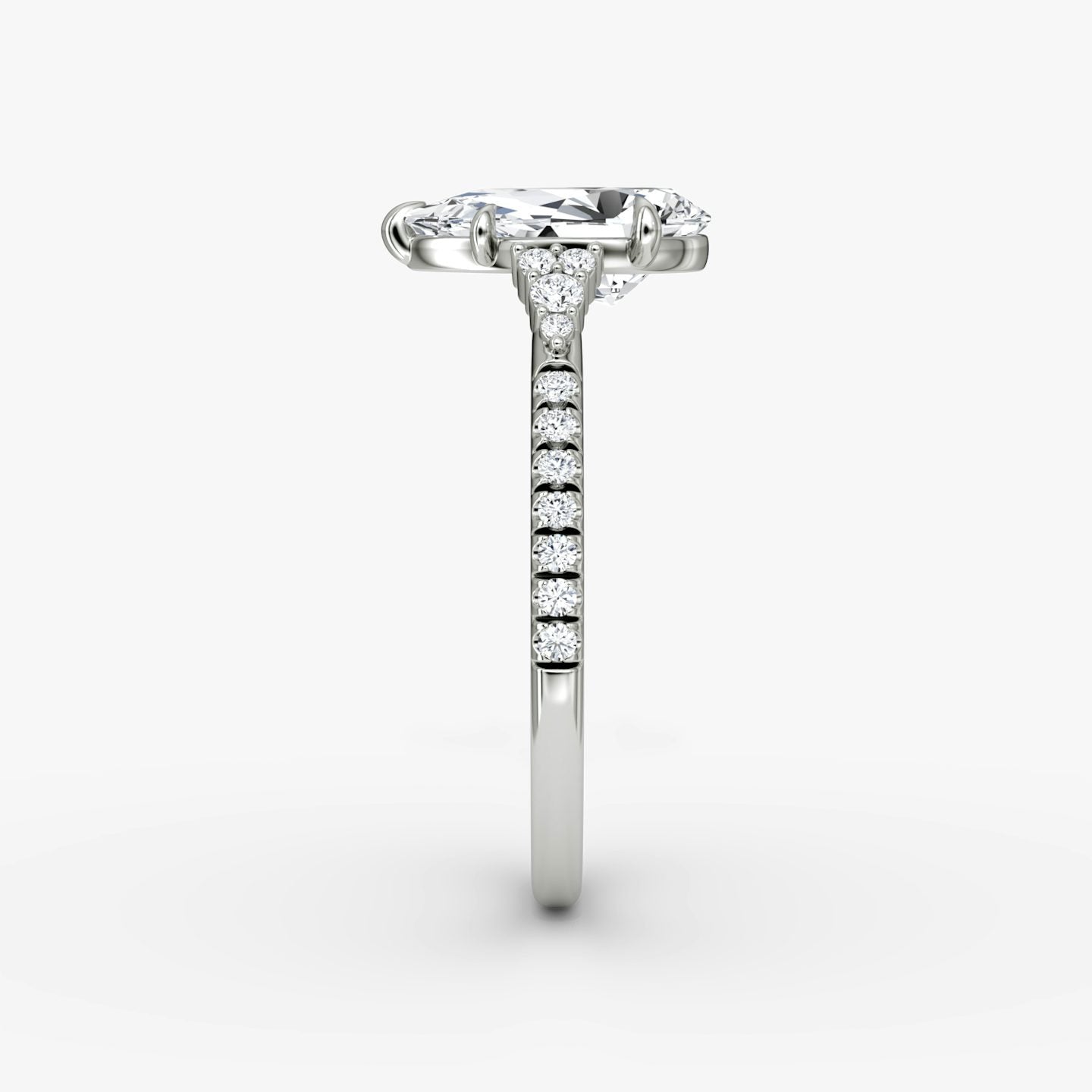 The Side Cluster Cathedral Pear Engagement Ring