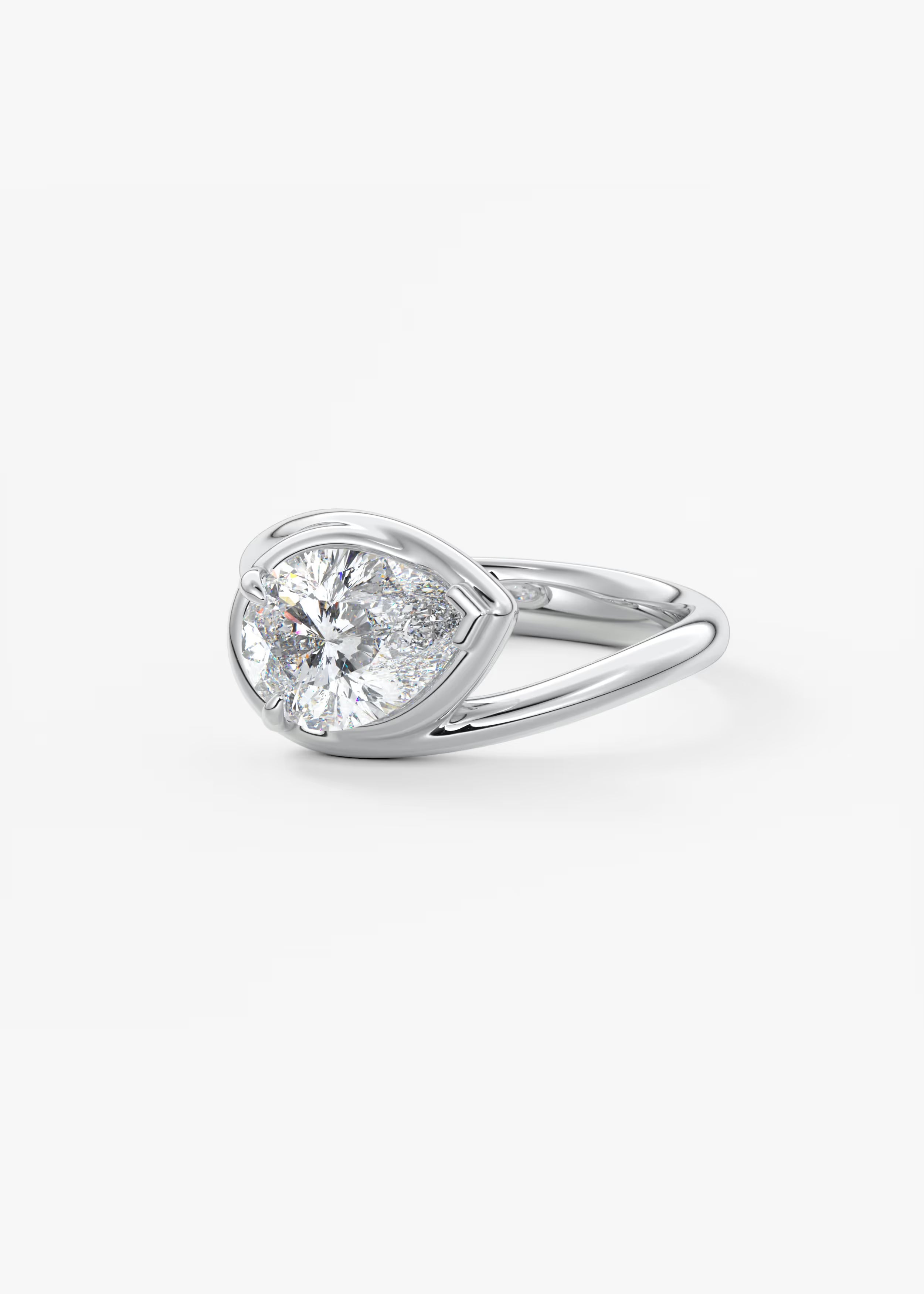 Sculptural Pear Bypass Engagement Ring