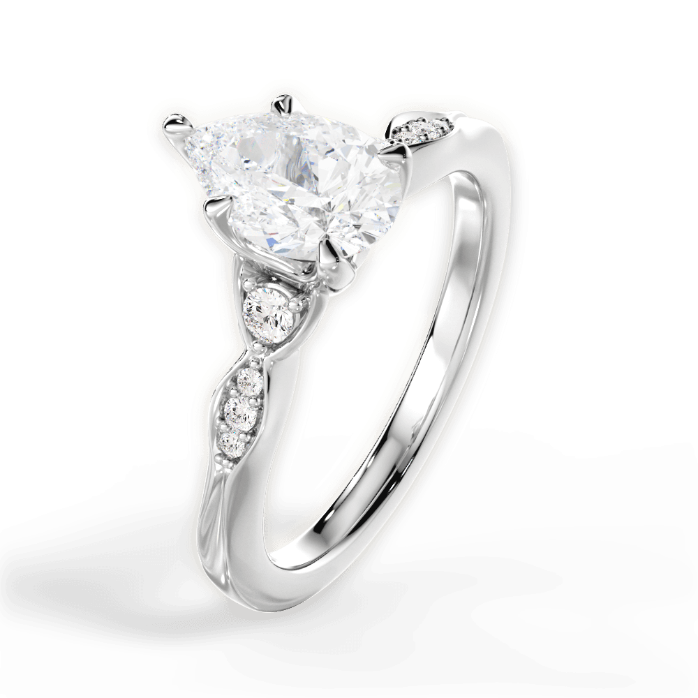 Pear Cut Vintage Diamond Accent Engagement Ring