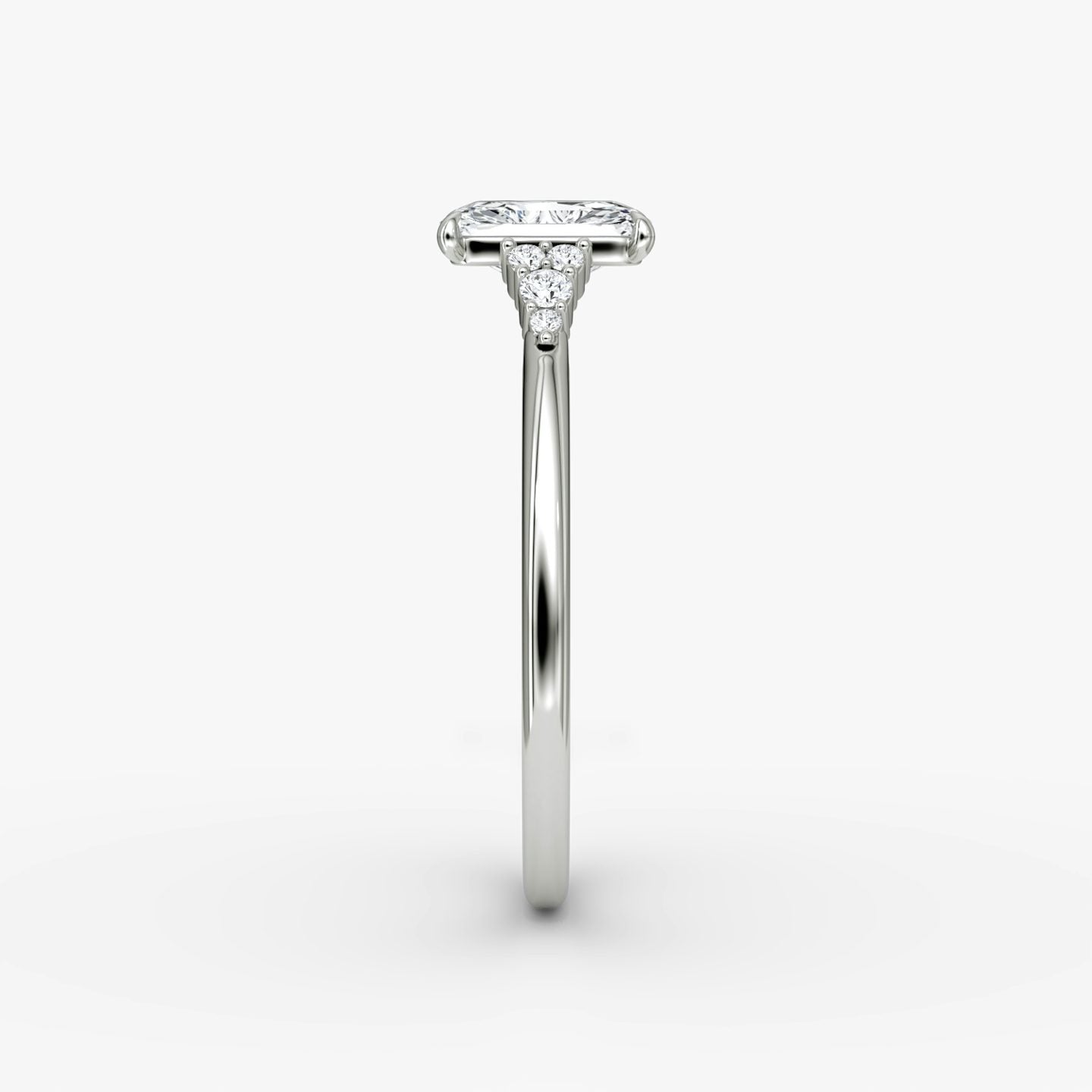 The Side Cluster Cathedral Radiant Engagement Ring