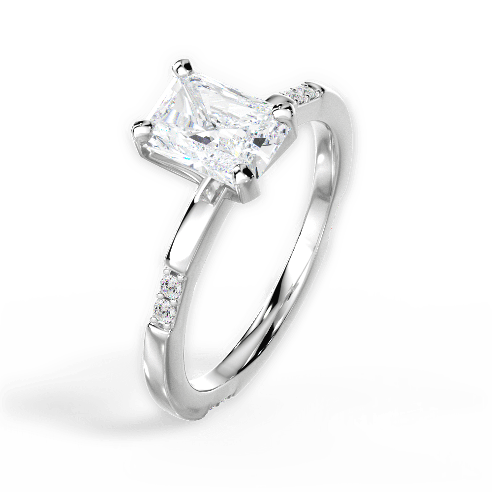 Radiant Cut Tapered Diamond Engagement Ring