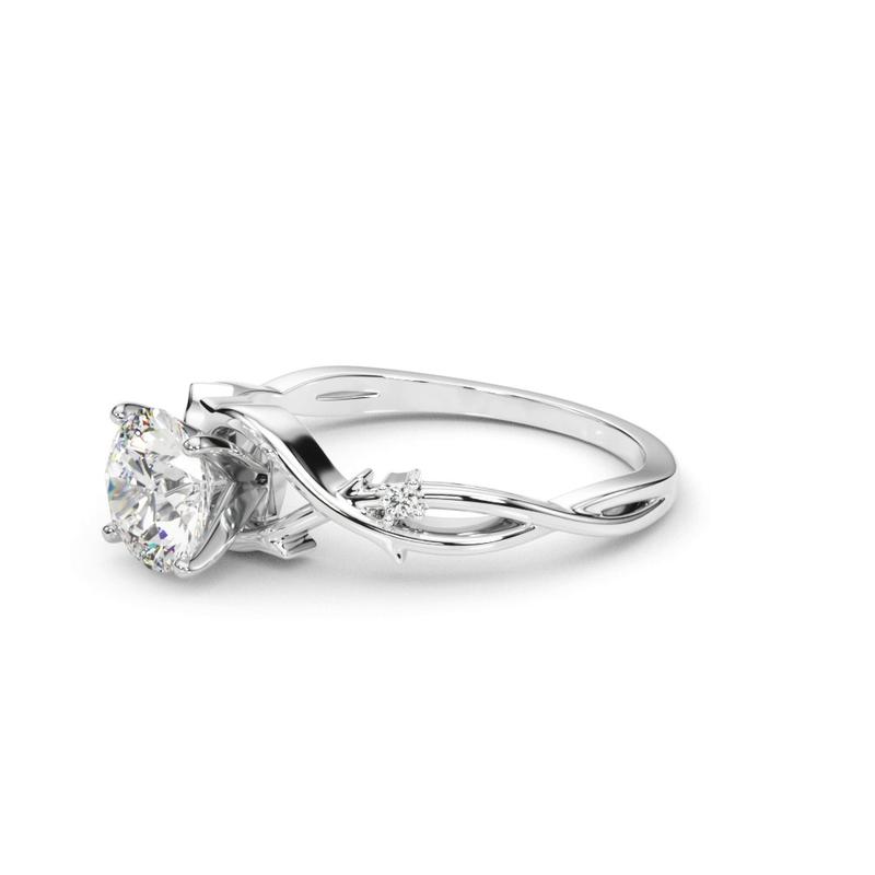 Nature Inspired Round Engagement Ring