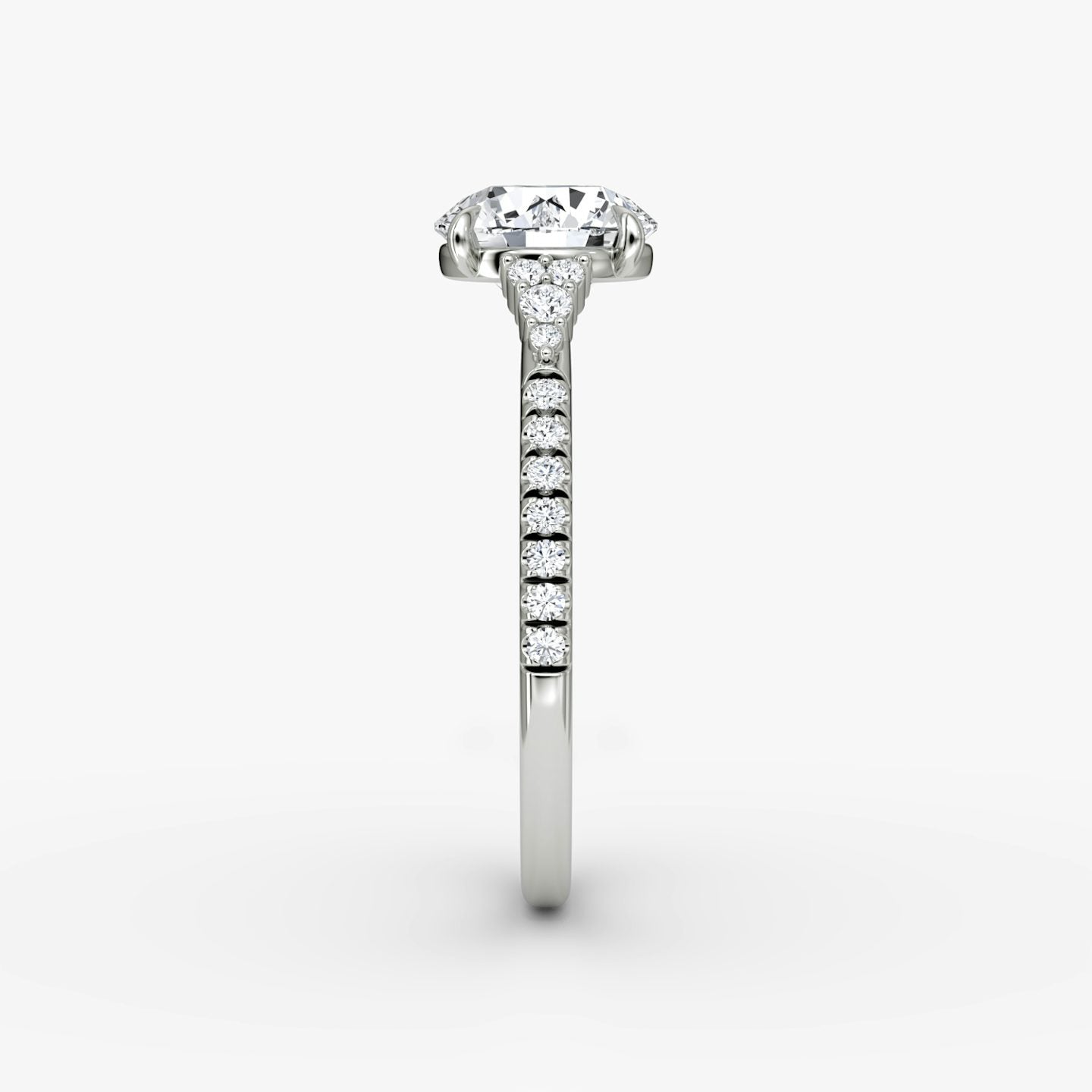 The Side Cluster Cathedral Round Brilliant Engagement Ring