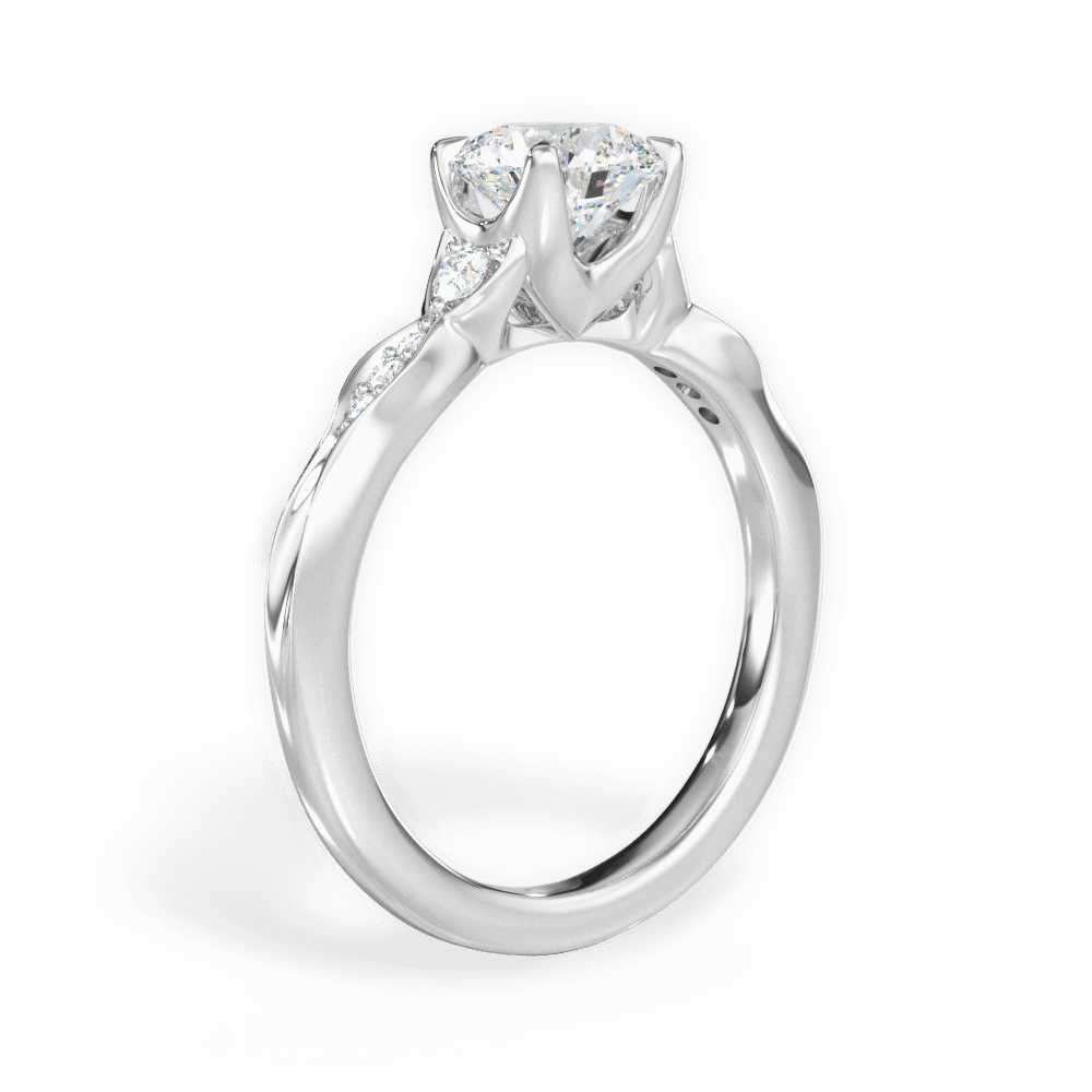 Round Cut Vintage Diamond Accent Engagement Ring