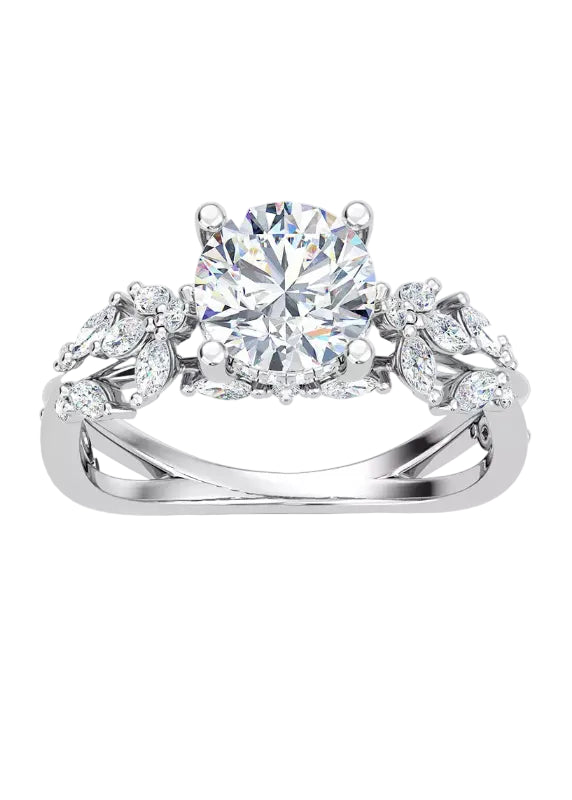 Butterfly And Bee Vine Twist Round Engagement Ring