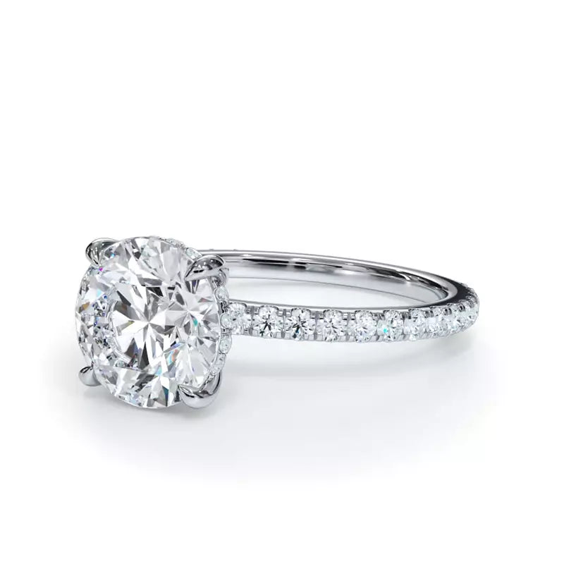 Pavé Hidden Halo Round Engagement Ring