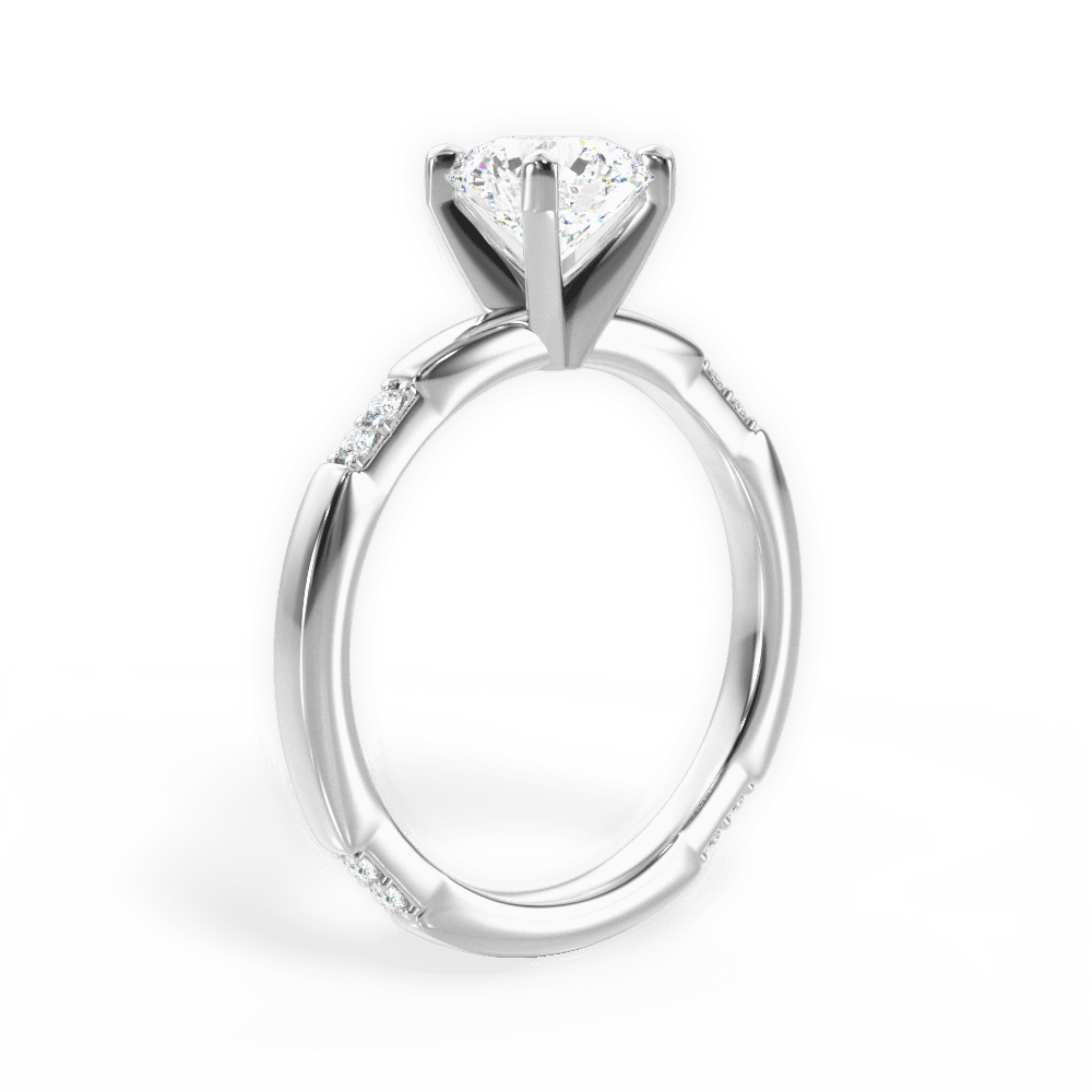 Round Cut Tapered Diamond Engagement Ring