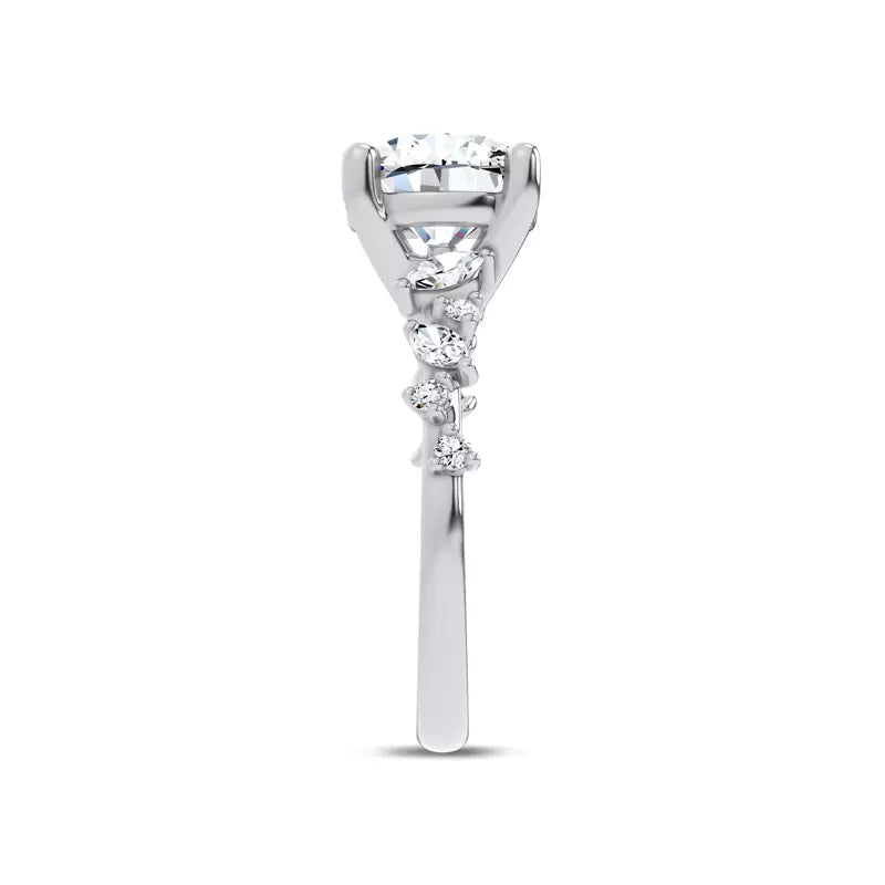 Scattered Diamond Round Engagement Ring