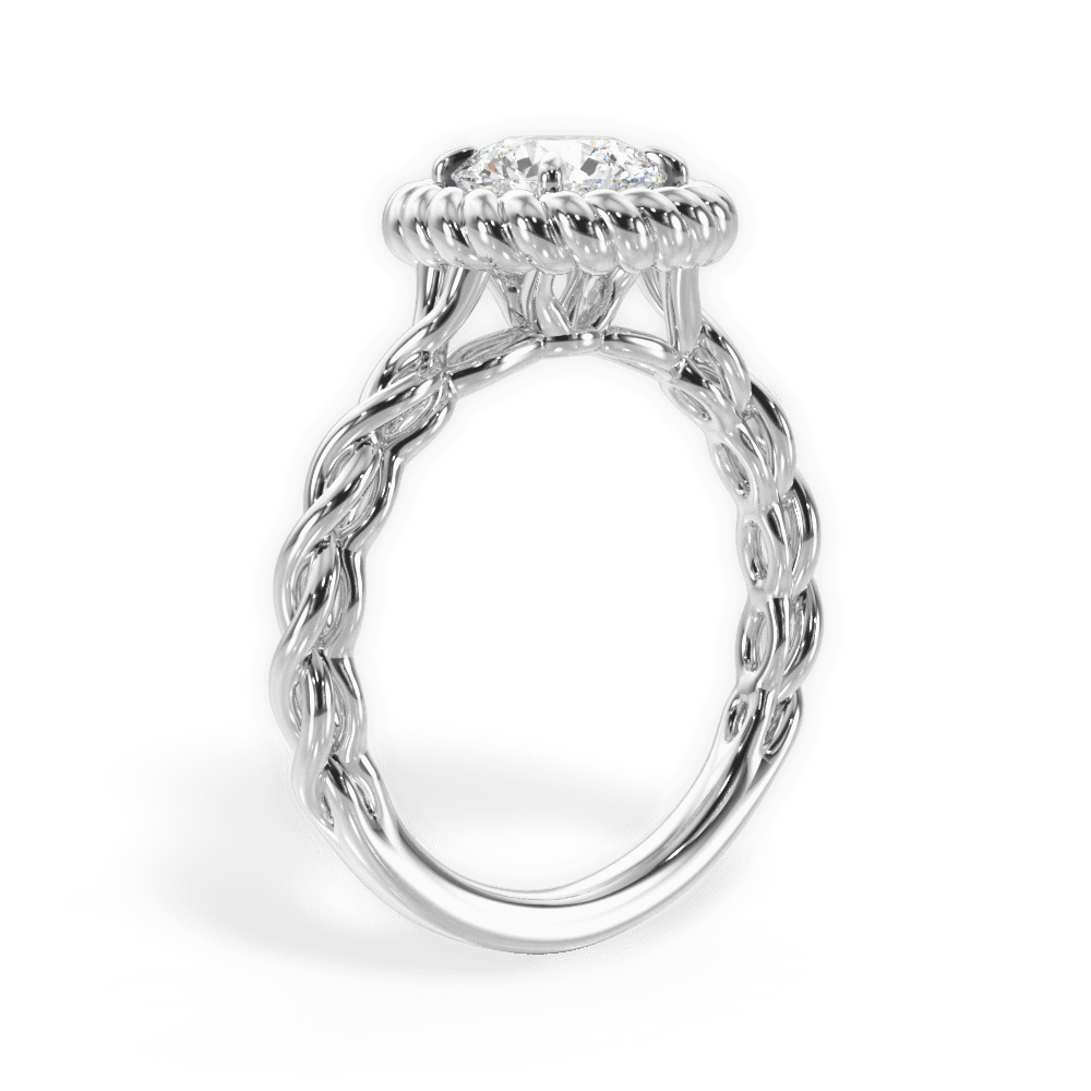 Round Cut Twisted Halo Engagement Ring