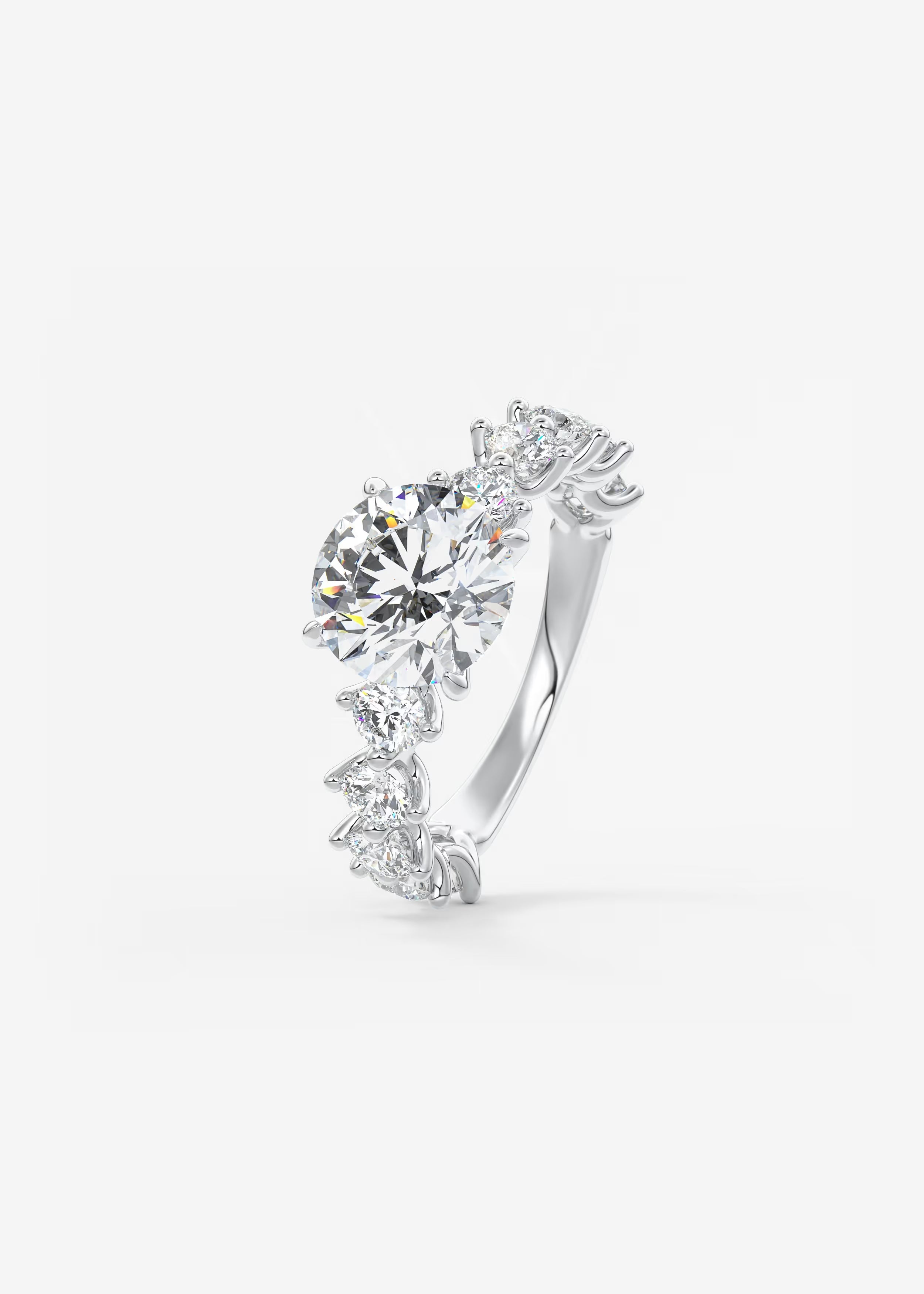 Round Diamond Engagement Ring with Mixed Shape Eternity Band