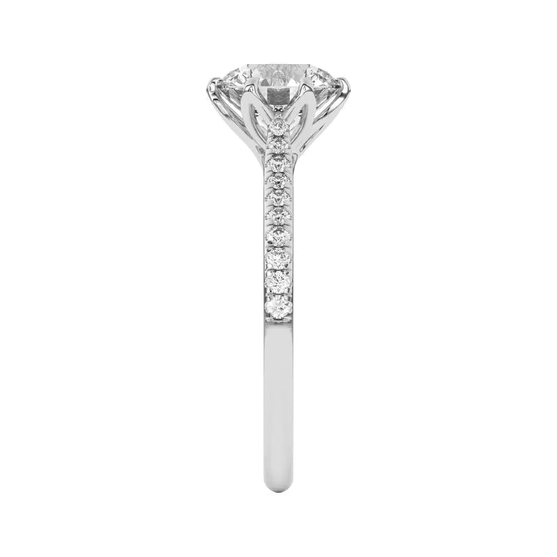 Tulip Inspired 6 Prong Round Engagement Ring