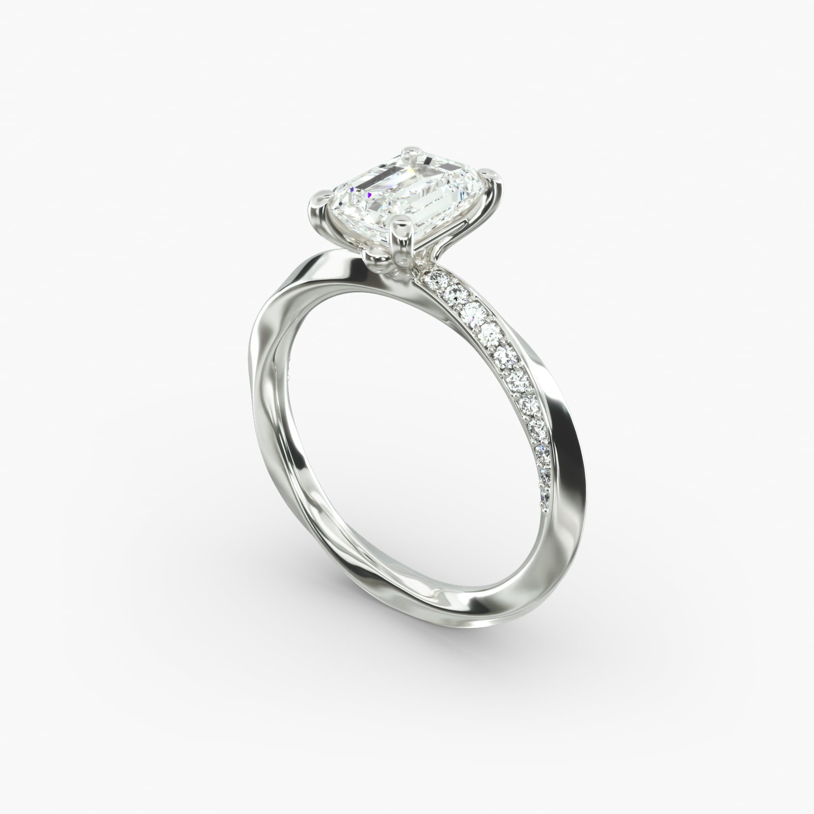 Twisted Sparkle Emerald Lab Grown Diamond Center Engagement Ring