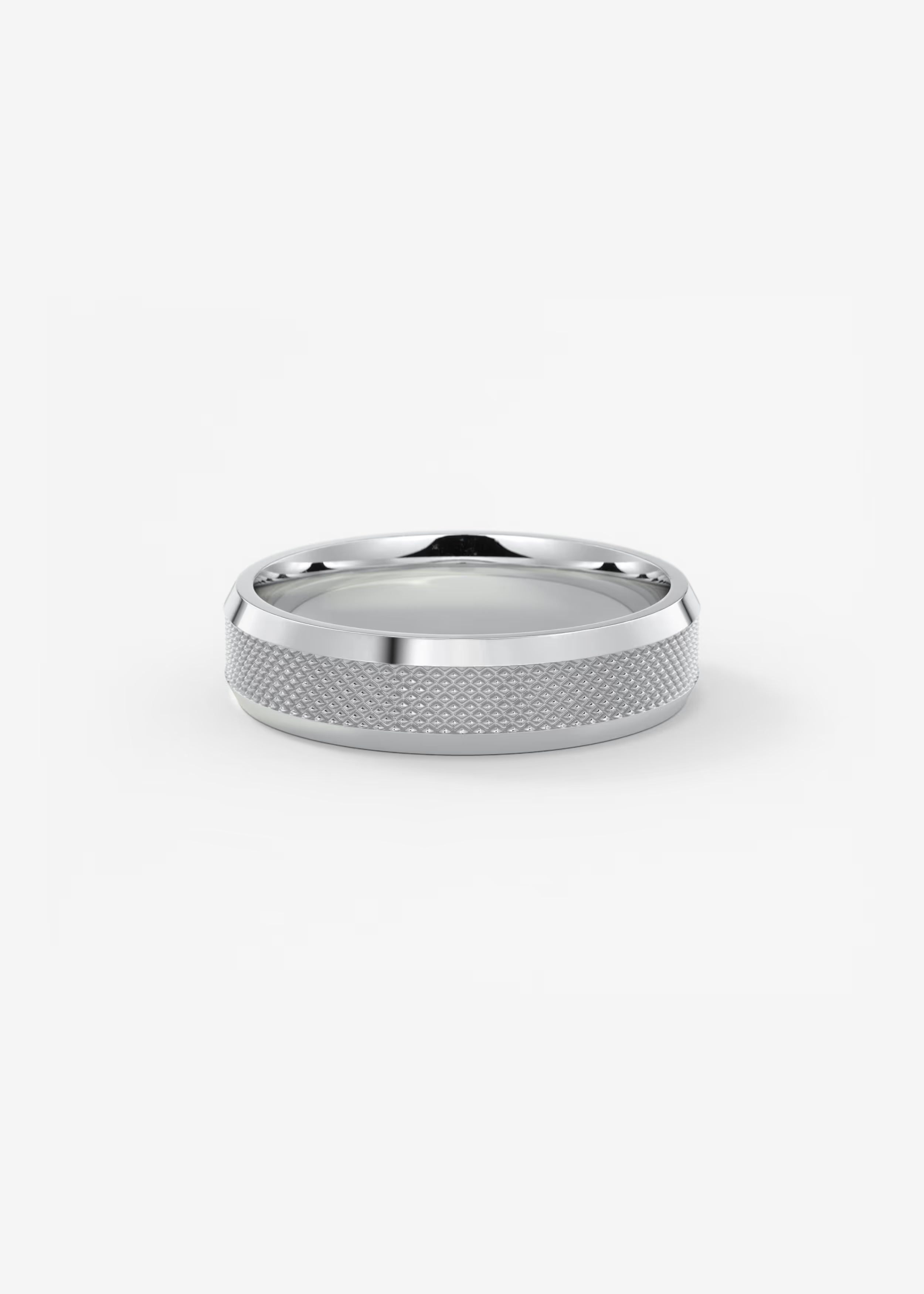 Gold Band with Polished Top and Knurled Texture Sides