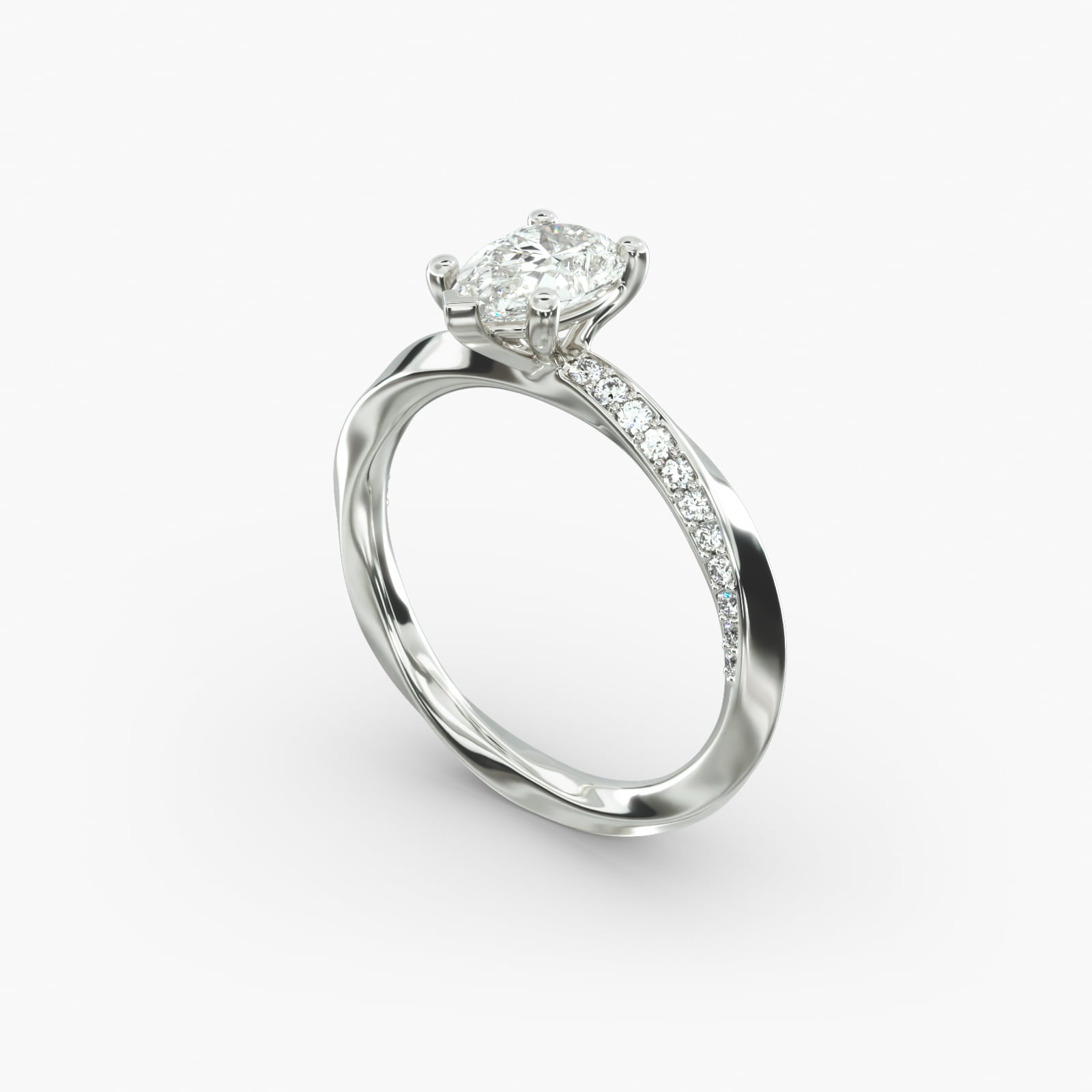 Twisted Sparkle Pear Lab Grown Diamond Center Engagement Ring